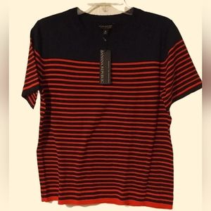 NWT Banana Republic merino wool striped navy/orange short-sleeved sweater size M